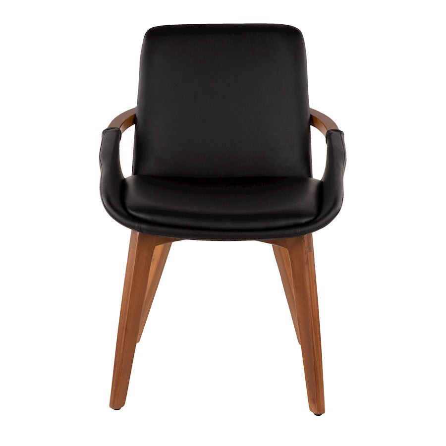 LumiSource Cosmo Chair | Mid-Century Walnut and Black Faux Leather | Dining Room & Kitchen Seating | 21 x 20 x 30.5 in | Model CH-COSMOWL-BK