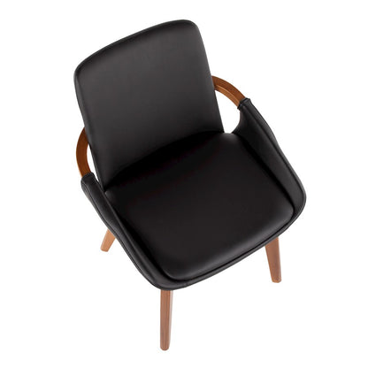 LumiSource Cosmo Chair | Mid-Century Walnut and Black Faux Leather | Dining Room & Kitchen Seating | 21 x 20 x 30.5 in | Model CH-COSMOWL-BK