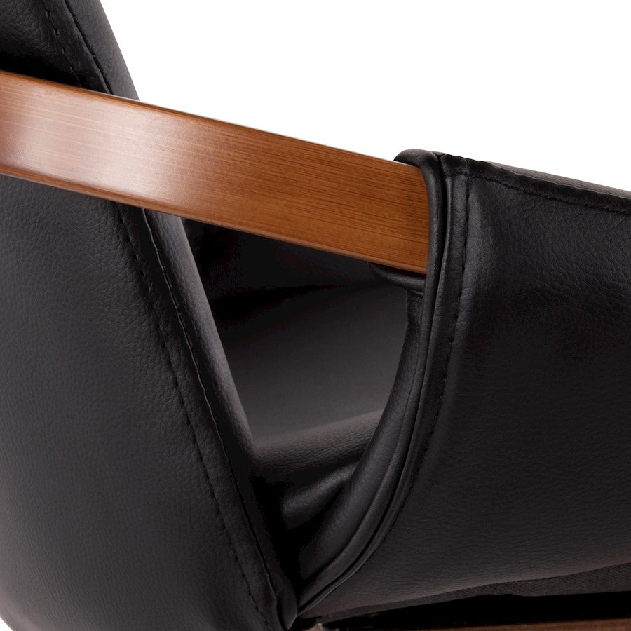 LumiSource Cosmo Chair | Mid-Century Walnut and Black Faux Leather | Dining Room & Kitchen Seating | 21 x 20 x 30.5 in | Model CH-COSMOWL-BK
