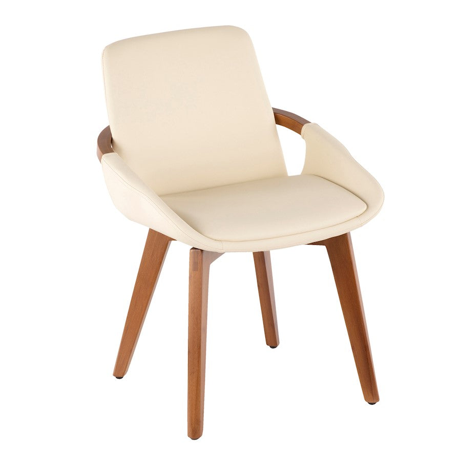 LumiSource Cosmo Chair | Mid-Century Walnut and Cream Faux Leather | Dining Room & Kitchen Seating | 21 x 20 x 30.5 in | Model CH-COSMOWL-CR