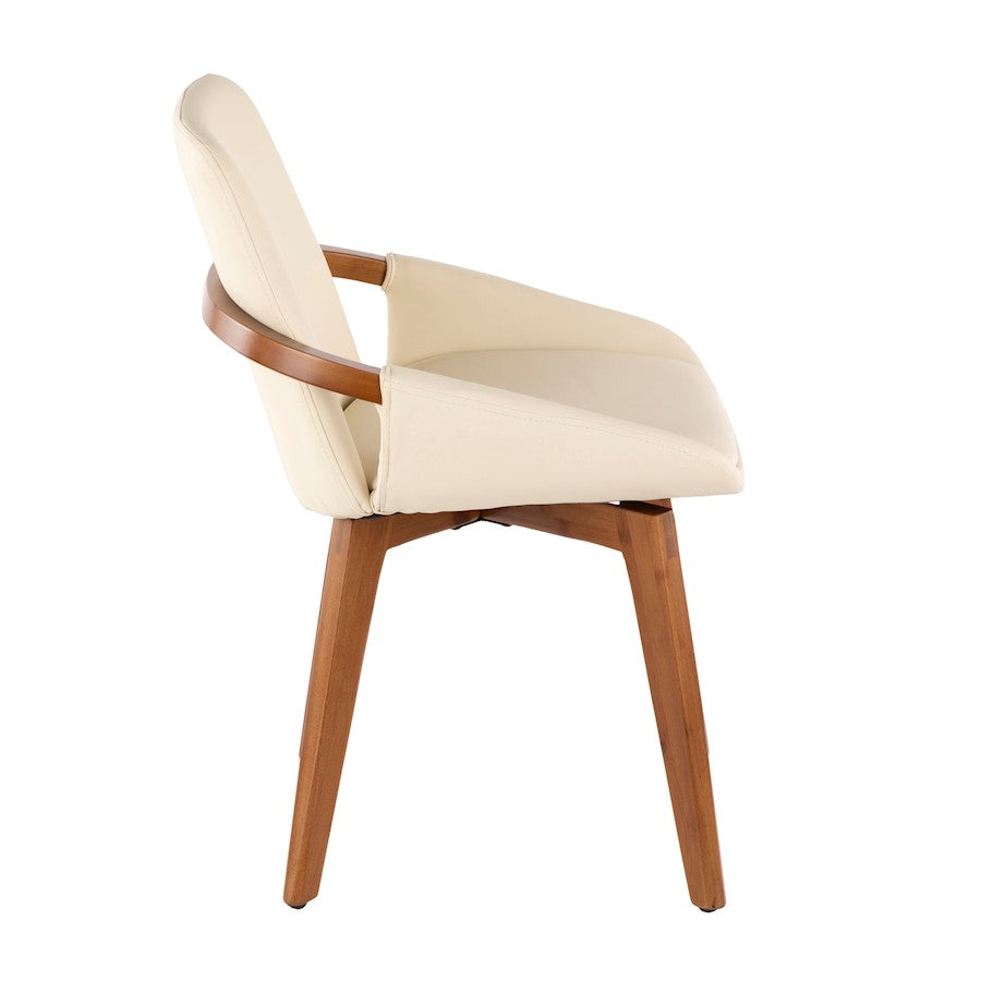 LumiSource Cosmo Chair | Mid-Century Walnut and Cream Faux Leather | Dining Room & Kitchen Seating | 21 x 20 x 30.5 in | Model CH-COSMOWL-CR