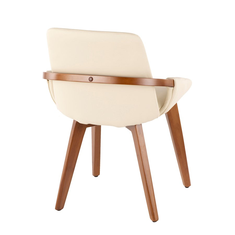 LumiSource Cosmo Chair | Mid-Century Walnut and Cream Faux Leather | Dining Room & Kitchen Seating | 21 x 20 x 30.5 in | Model CH-COSMOWL-CR