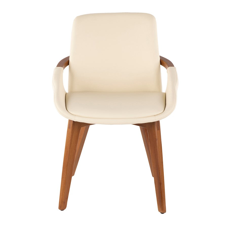 LumiSource Cosmo Chair | Mid-Century Walnut and Cream Faux Leather | Dining Room & Kitchen Seating | 21 x 20 x 30.5 in | Model CH-COSMOWL-CR