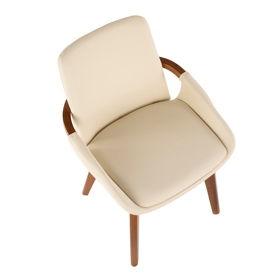 LumiSource Cosmo Chair | Mid-Century Walnut and Cream Faux Leather | Dining Room & Kitchen Seating | 21 x 20 x 30.5 in | Model CH-COSMOWL-CR
