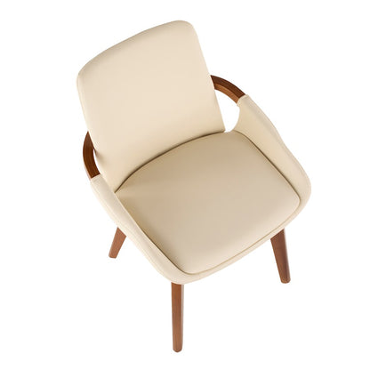LumiSource Cosmo Chair | Mid-Century Walnut and Cream Faux Leather | Dining Room & Kitchen Seating | 21 x 20 x 30.5 in | Model CH-COSMOWL-CR