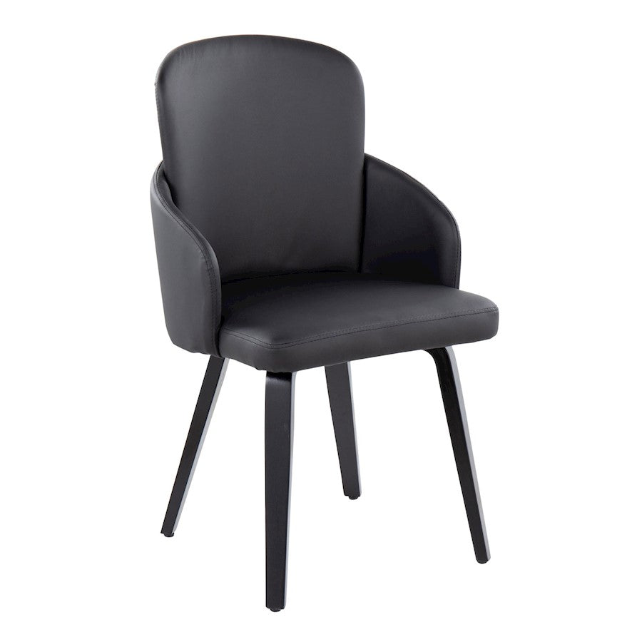 LumiSource Dahlia Dining Chair Set of 2 | Black PU and Black Wood/Chrome Metal | Dining Room & Kitchen Seating | Model CH-DAHLIA2-WBKBK2