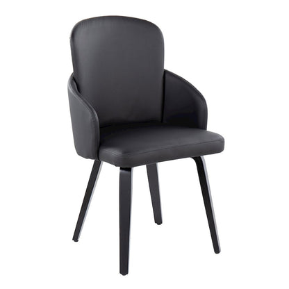 LumiSource Dahlia Dining Chair Set of 2 | Black PU and Black Wood/Chrome Metal | Dining Room & Kitchen Seating | Model CH-DAHLIA2-WBKBK2