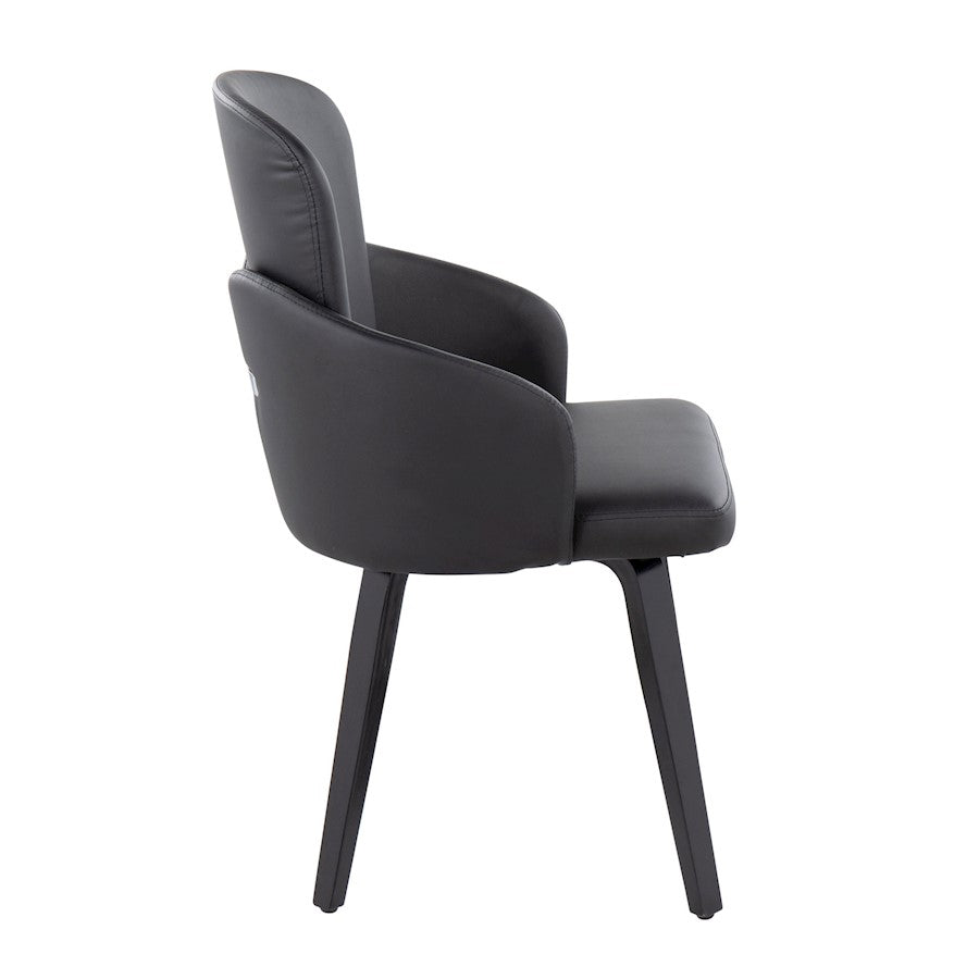 LumiSource Dahlia Dining Chair Set of 2 | Black PU and Black Wood/Chrome Metal | Dining Room & Kitchen Seating | Model CH-DAHLIA2-WBKBK2