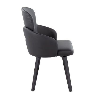 LumiSource Dahlia Dining Chair Set of 2 | Black PU and Black Wood/Chrome Metal | Dining Room & Kitchen Seating | Model CH-DAHLIA2-WBKBK2