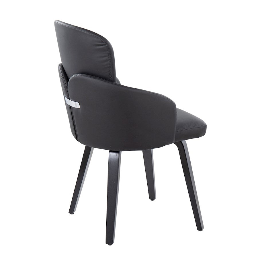 LumiSource Dahlia Dining Chair Set of 2 | Black PU and Black Wood/Chrome Metal | Dining Room & Kitchen Seating | Model CH-DAHLIA2-WBKBK2