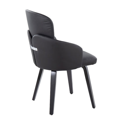 LumiSource Dahlia Dining Chair Set of 2 | Black PU and Black Wood/Chrome Metal | Dining Room & Kitchen Seating | Model CH-DAHLIA2-WBKBK2