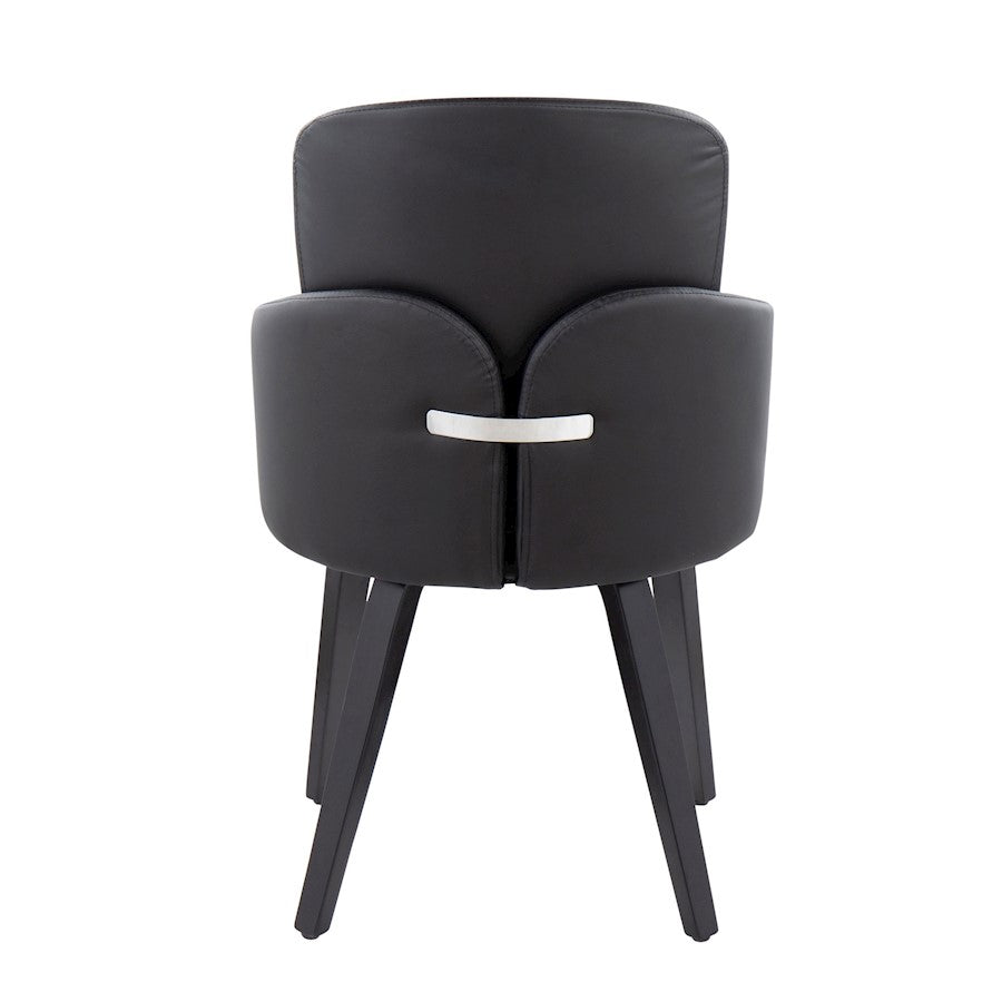 LumiSource Dahlia Dining Chair Set of 2 | Black PU and Black Wood/Chrome Metal | Dining Room & Kitchen Seating | Model CH-DAHLIA2-WBKBK2