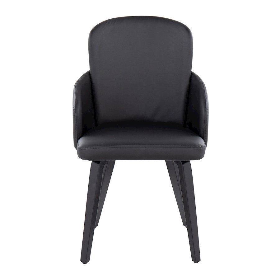 LumiSource Dahlia Dining Chair Set of 2 | Black PU and Black Wood/Chrome Metal | Dining Room & Kitchen Seating | Model CH-DAHLIA2-WBKBK2