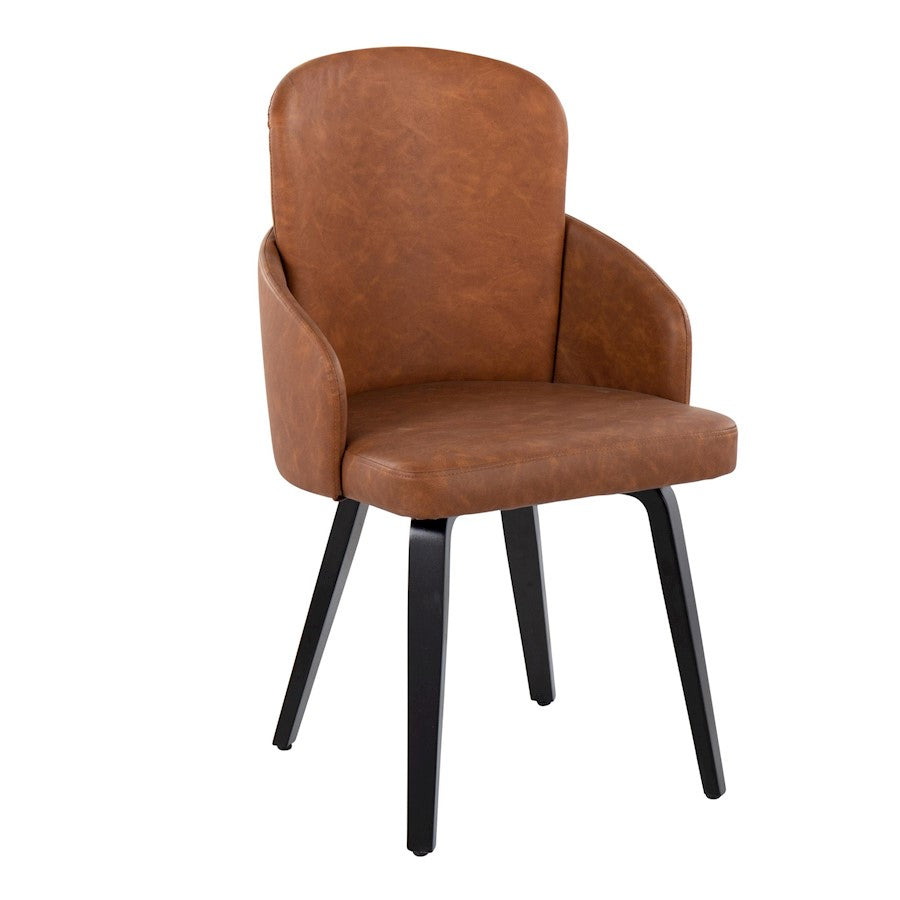 LumiSource Dahlia Dining Chair Set of 2 | Contemporary Black Wood and Camel PU with Chrome Metal | Kitchen & Dining Room | Model CH-DAHLIA2-WBKCAM2
