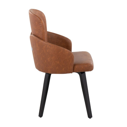 LumiSource Dahlia Dining Chair Set of 2 | Contemporary Black Wood and Camel PU with Chrome Metal | Kitchen & Dining Room | Model CH-DAHLIA2-WBKCAM2