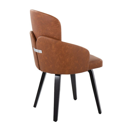 LumiSource Dahlia Dining Chair Set of 2 | Contemporary Black Wood and Camel PU with Chrome Metal | Kitchen & Dining Room | Model CH-DAHLIA2-WBKCAM2