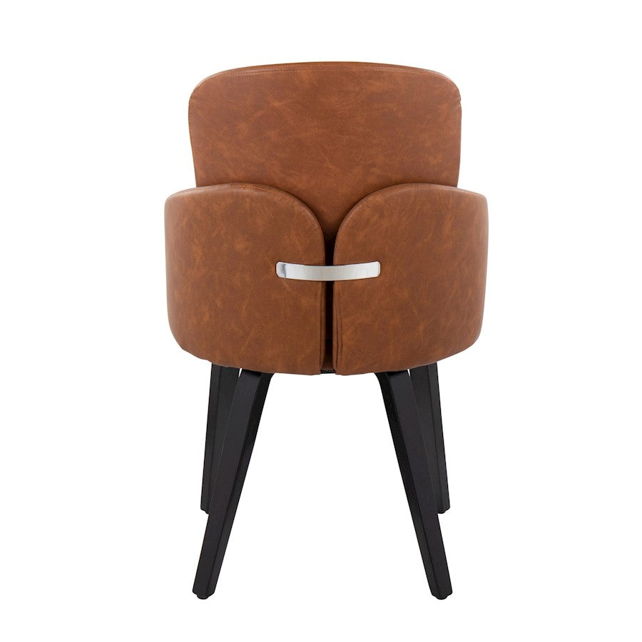 LumiSource Dahlia Dining Chair Set of 2 | Contemporary Black Wood and Camel PU with Chrome Metal | Kitchen & Dining Room | Model CH-DAHLIA2-WBKCAM2