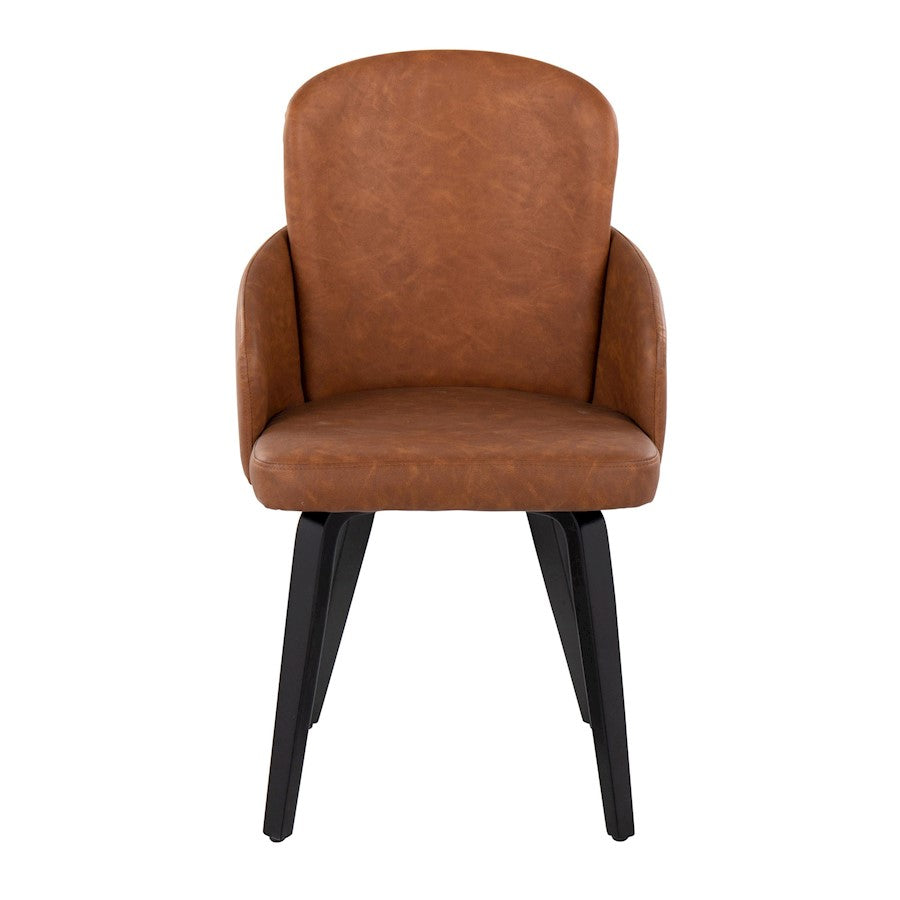 LumiSource Dahlia Dining Chair Set of 2 | Contemporary Black Wood and Camel PU with Chrome Metal | Kitchen & Dining Room | Model CH-DAHLIA2-WBKCAM2