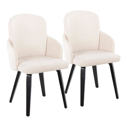 LumiSource Dahlia Dining Chair Set of 2 | Contemporary Black Wood and Cream Fabric with Chrome Metal | Kitchen & Dining | Model CH-DAHLIA2-WBKFCR2