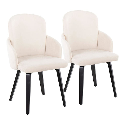 LumiSource Dahlia Dining Chair Set of 2 | Contemporary Black Wood and Cream Fabric with Chrome Metal | Kitchen & Dining | Model CH-DAHLIA2-WBKFCR2