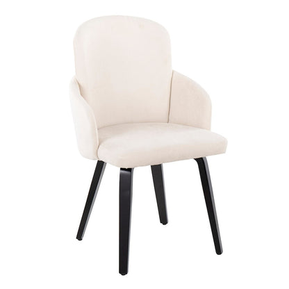 LumiSource Dahlia Dining Chair Set of 2 | Contemporary Black Wood and Cream Fabric with Chrome Metal | Kitchen & Dining | Model CH-DAHLIA2-WBKFCR2