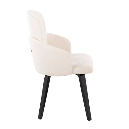 LumiSource Dahlia Dining Chair Set of 2 | Contemporary Black Wood and Cream Fabric with Chrome Metal | Kitchen & Dining | Model CH-DAHLIA2-WBKFCR2