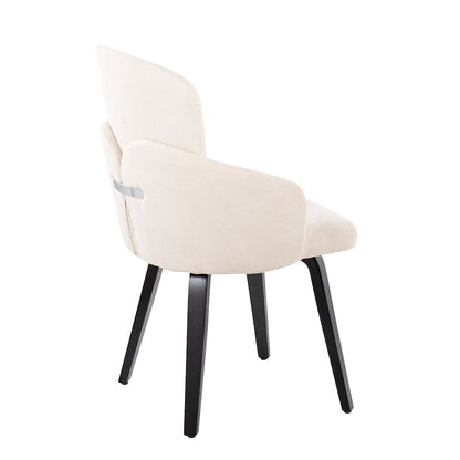 LumiSource Dahlia Dining Chair Set of 2 | Contemporary Black Wood and Cream Fabric with Chrome Metal | Kitchen & Dining | Model CH-DAHLIA2-WBKFCR2