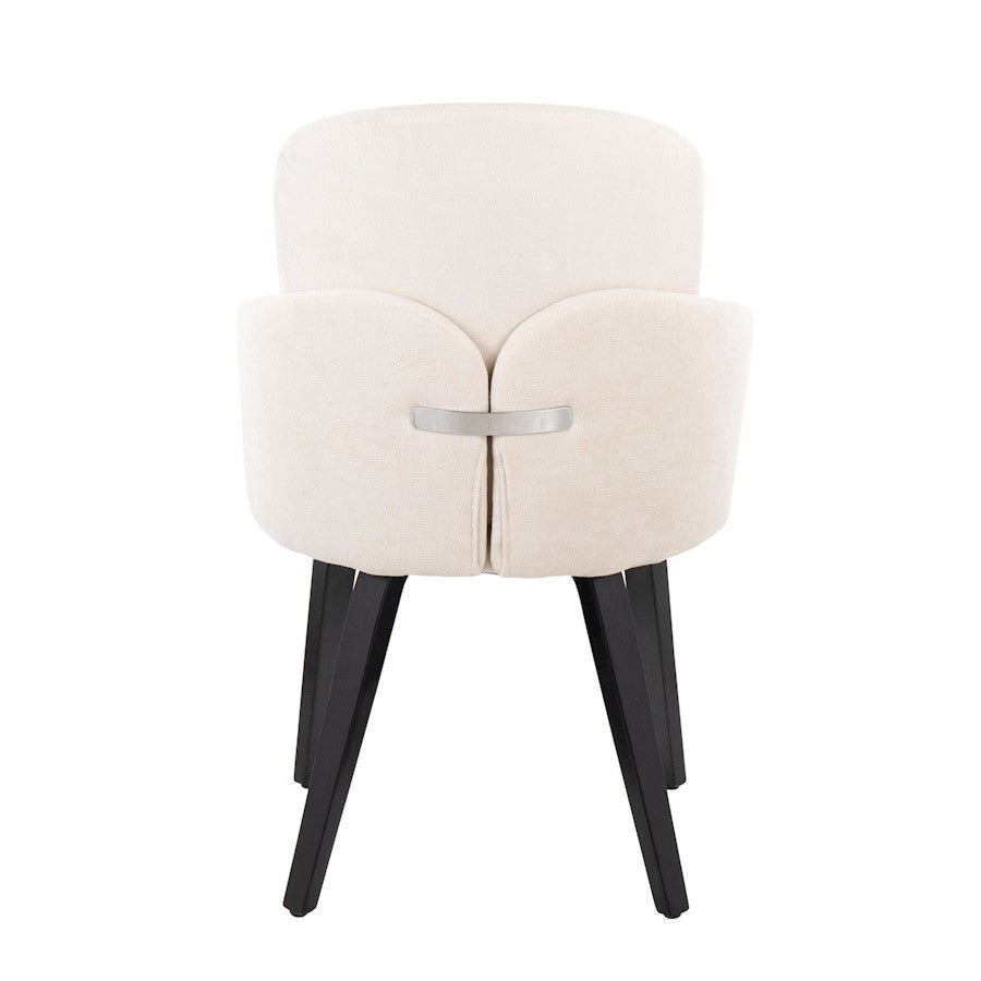 LumiSource Dahlia Dining Chair Set of 2 | Contemporary Black Wood and Cream Fabric with Chrome Metal | Kitchen & Dining | Model CH-DAHLIA2-WBKFCR2