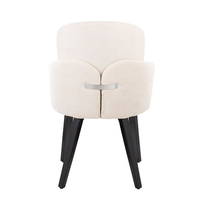 LumiSource Dahlia Dining Chair Set of 2 | Contemporary Black Wood and Cream Fabric with Chrome Metal | Kitchen & Dining | Model CH-DAHLIA2-WBKFCR2