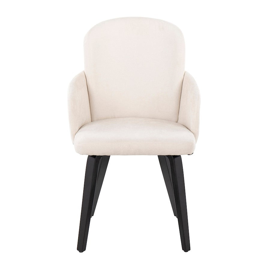 LumiSource Dahlia Dining Chair Set of 2 | Contemporary Black Wood and Cream Fabric with Chrome Metal | Kitchen & Dining | Model CH-DAHLIA2-WBKFCR2