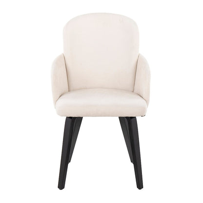LumiSource Dahlia Dining Chair Set of 2 | Contemporary Black Wood and Cream Fabric with Chrome Metal | Kitchen & Dining | Model CH-DAHLIA2-WBKFCR2