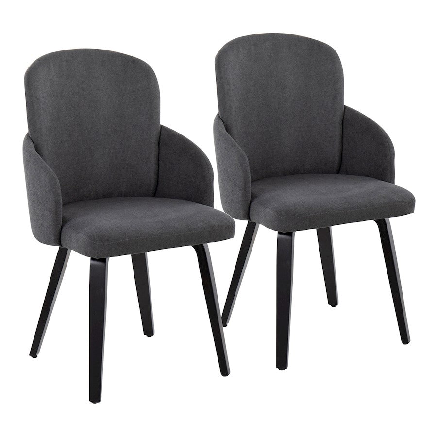 LumiSource Dahlia Dining Chair Set of 2 | Contemporary Black Wood and Grey Fabric with Chrome | Kitchen & Dining Room | Model CH-DAHLIA2-WBKFGY2