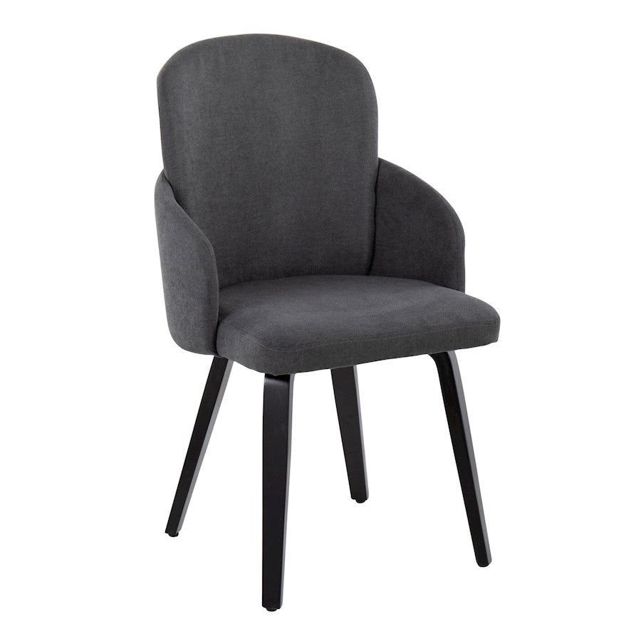 LumiSource Dahlia Dining Chair Set of 2 | Contemporary Black Wood and Grey Fabric with Chrome | Kitchen & Dining Room | Model CH-DAHLIA2-WBKFGY2