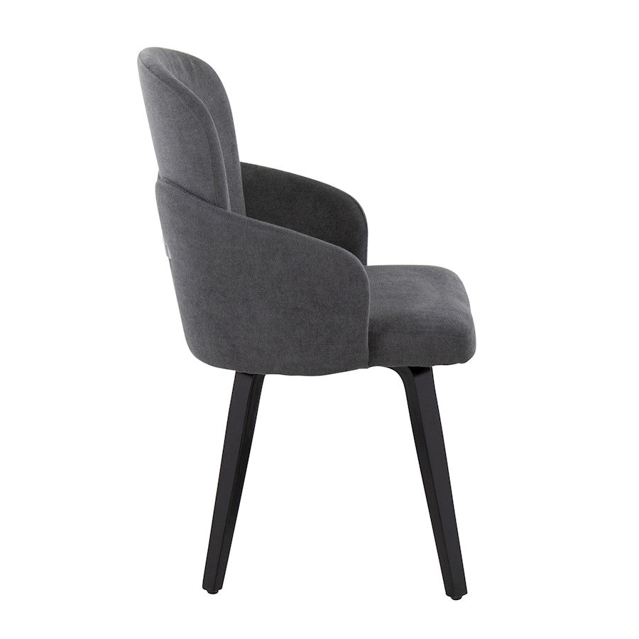 LumiSource Dahlia Dining Chair Set of 2 | Contemporary Black Wood and Grey Fabric with Chrome | Kitchen & Dining Room | Model CH-DAHLIA2-WBKFGY2