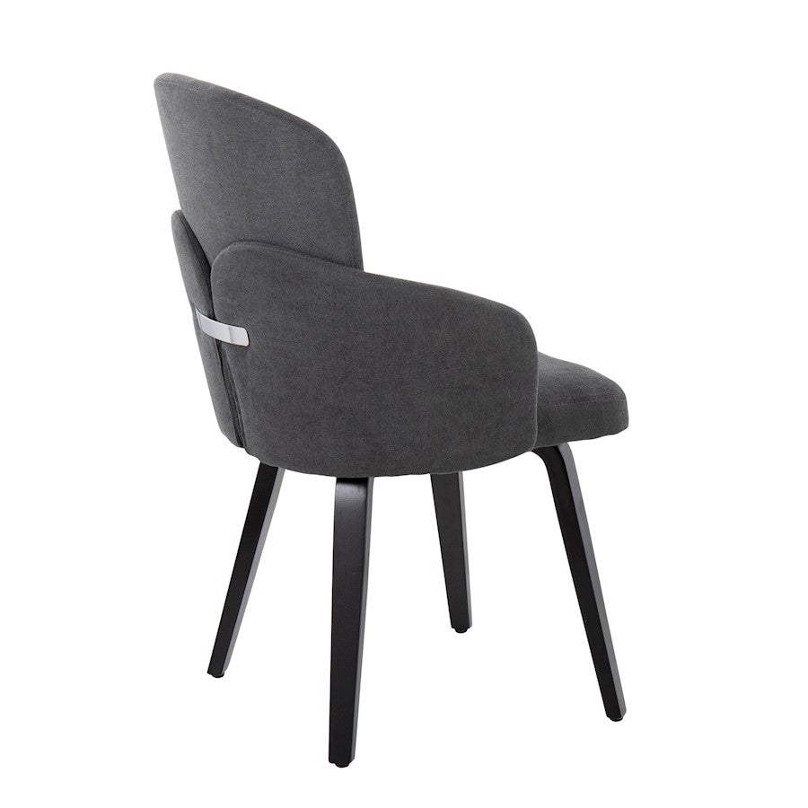 LumiSource Dahlia Dining Chair Set of 2 | Contemporary Black Wood and Grey Fabric with Chrome | Kitchen & Dining Room | Model CH-DAHLIA2-WBKFGY2