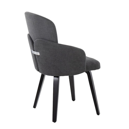 LumiSource Dahlia Dining Chair Set of 2 | Contemporary Black Wood and Grey Fabric with Chrome | Kitchen & Dining Room | Model CH-DAHLIA2-WBKFGY2