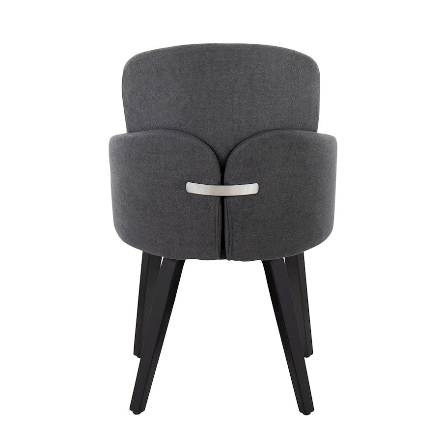 LumiSource Dahlia Dining Chair Set of 2 | Contemporary Black Wood and Grey Fabric with Chrome | Kitchen & Dining Room | Model CH-DAHLIA2-WBKFGY2