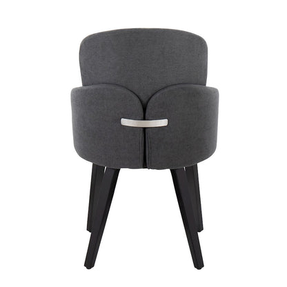 LumiSource Dahlia Dining Chair Set of 2 | Contemporary Black Wood and Grey Fabric with Chrome | Kitchen & Dining Room | Model CH-DAHLIA2-WBKFGY2