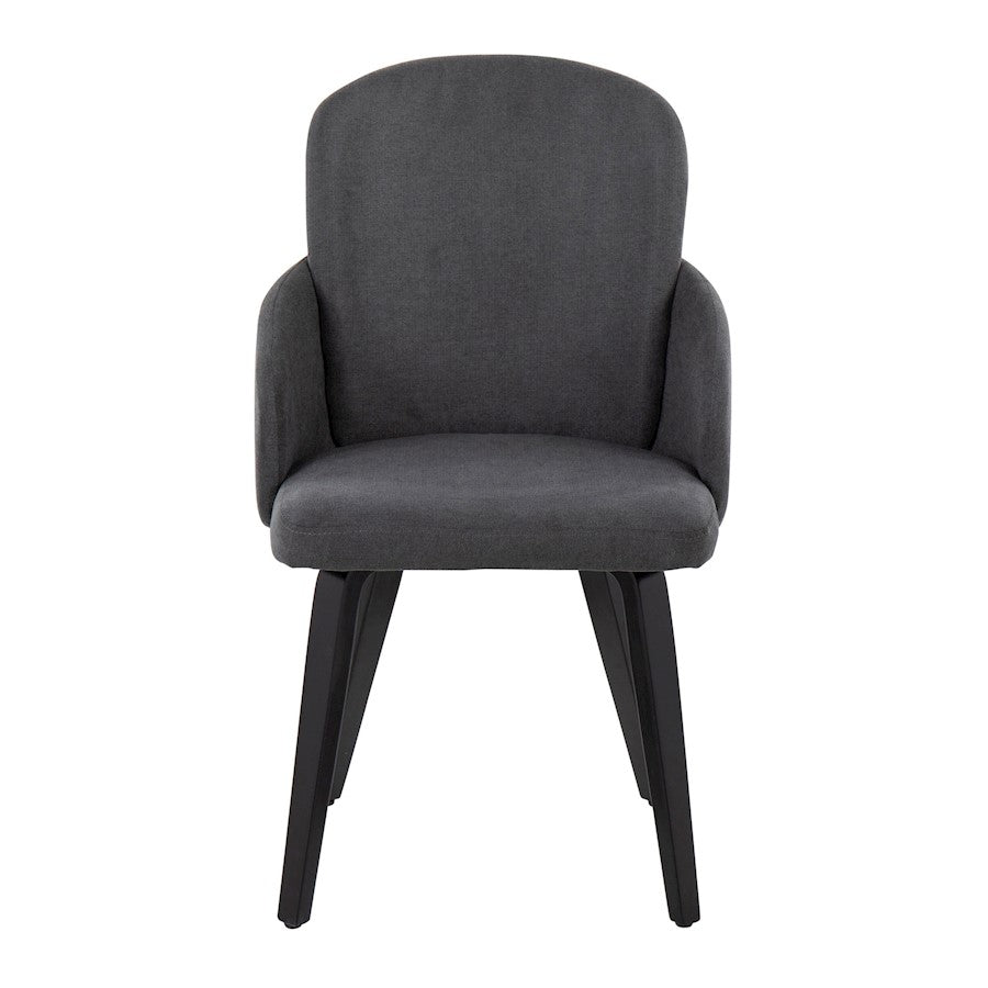 LumiSource Dahlia Dining Chair Set of 2 | Contemporary Black Wood and Grey Fabric with Chrome | Kitchen & Dining Room | Model CH-DAHLIA2-WBKFGY2