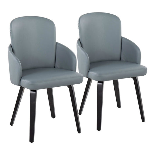 LumiSource Dahlia Dining Chair Set of 2 | Contemporary Black Wood and Grey PU with Chrome | Kitchen & Dining Room Seating | Model CH-DAHLIA2-WBKGY2