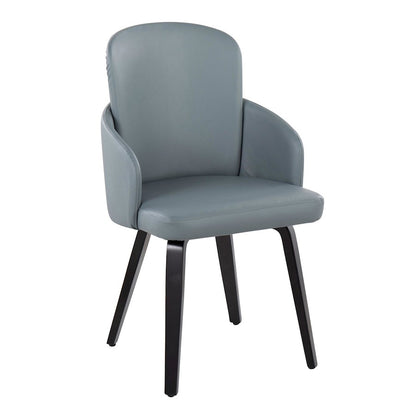 LumiSource Dahlia Dining Chair Set of 2 | Contemporary Black Wood and Grey PU with Chrome | Kitchen & Dining Room Seating | Model CH-DAHLIA2-WBKGY2