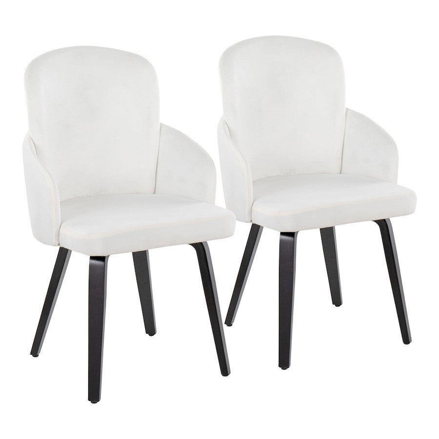 LumiSource Dahlia Dining Chair Set/2 | Black Wood, Cream Velvet & Gold Metal | Dining Room & Kitchen Seating | Model CH-DAHLIA2-WBKVCR2