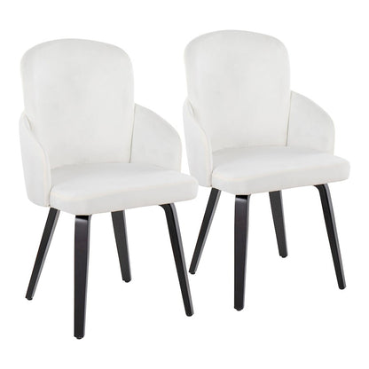 LumiSource Dahlia Dining Chair Set/2 | Black Wood, Cream Velvet & Gold Metal | Dining Room & Kitchen Seating | Model CH-DAHLIA2-WBKVCR2