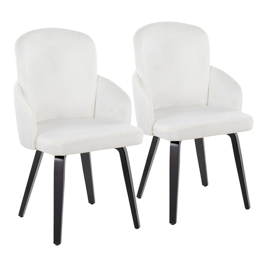 LumiSource Dahlia Dining Chair Set/2 | Black Wood, Cream Velvet & Gold Metal | Dining Room & Kitchen Seating | Model CH-DAHLIA2-WBKVCR2