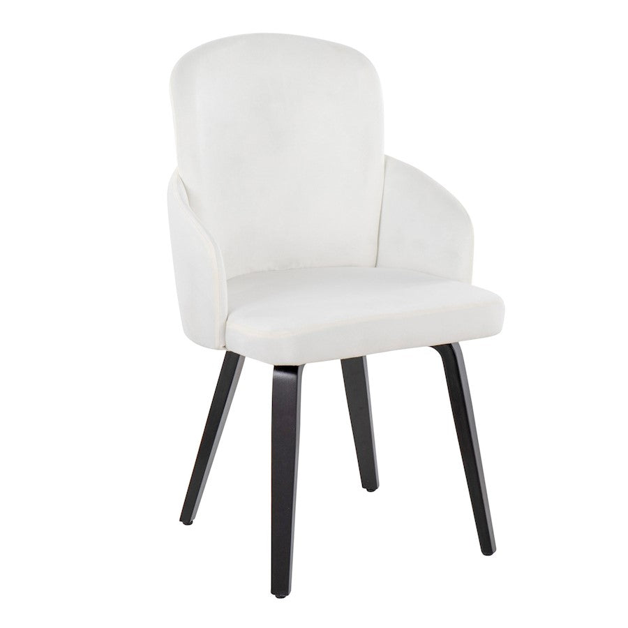 LumiSource Dahlia Dining Chair Set/2 | Black Wood, Cream Velvet & Gold Metal | Dining Room & Kitchen Seating | Model CH-DAHLIA2-WBKVCR2