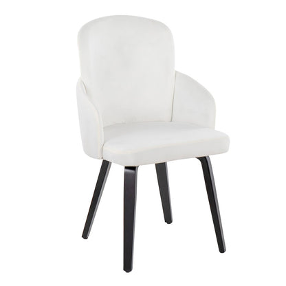 LumiSource Dahlia Dining Chair Set/2 | Black Wood, Cream Velvet & Gold Metal | Dining Room & Kitchen Seating | Model CH-DAHLIA2-WBKVCR2