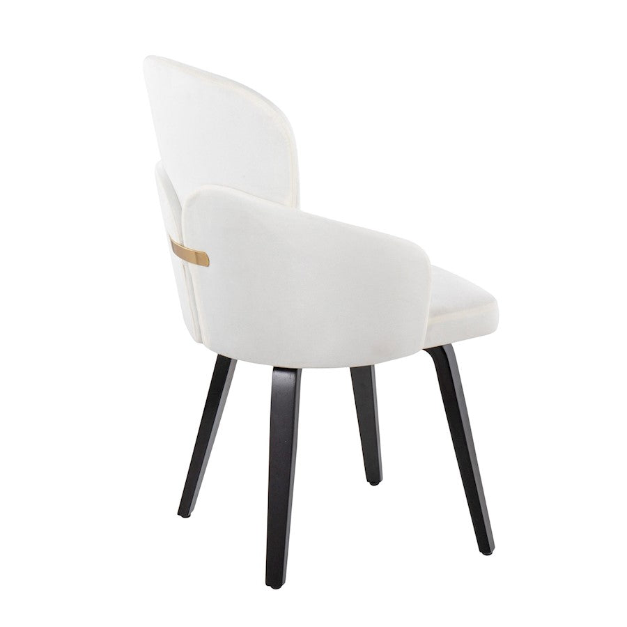LumiSource Dahlia Dining Chair Set/2 | Black Wood, Cream Velvet & Gold Metal | Dining Room & Kitchen Seating | Model CH-DAHLIA2-WBKVCR2
