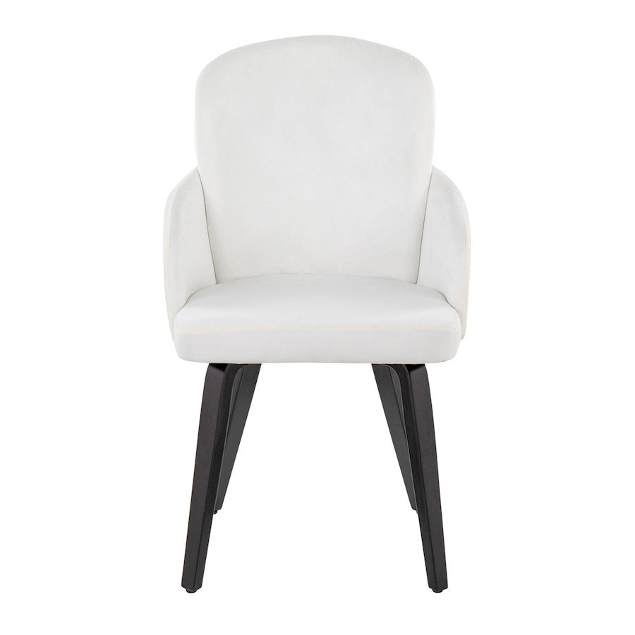 LumiSource Dahlia Dining Chair Set/2 | Black Wood, Cream Velvet & Gold Metal | Dining Room & Kitchen Seating | Model CH-DAHLIA2-WBKVCR2