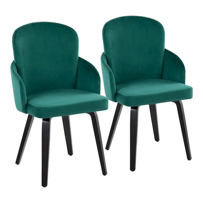 LumiSource Dahlia Dining Chair Set/2 | Black Wood, Green Velvet & Gold Metal | Dining Room & Kitchen Seating | Model CH-DAHLIA2-WBKVGN2