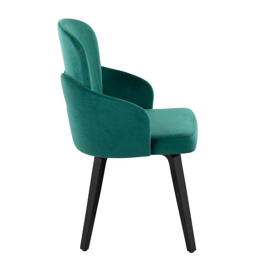 LumiSource Dahlia Dining Chair Set/2 | Black Wood, Green Velvet & Gold Metal | Dining Room & Kitchen Seating | Model CH-DAHLIA2-WBKVGN2